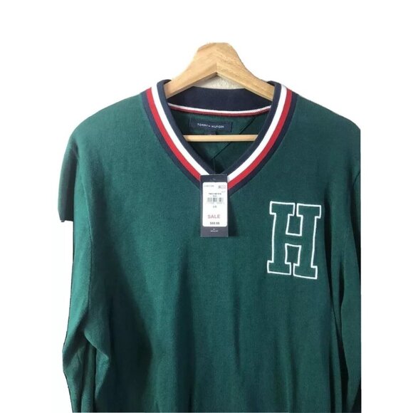 Tommy Hilfiger Logo Sweatshirt Men size L color green good condition Men - Picture 4 of 6